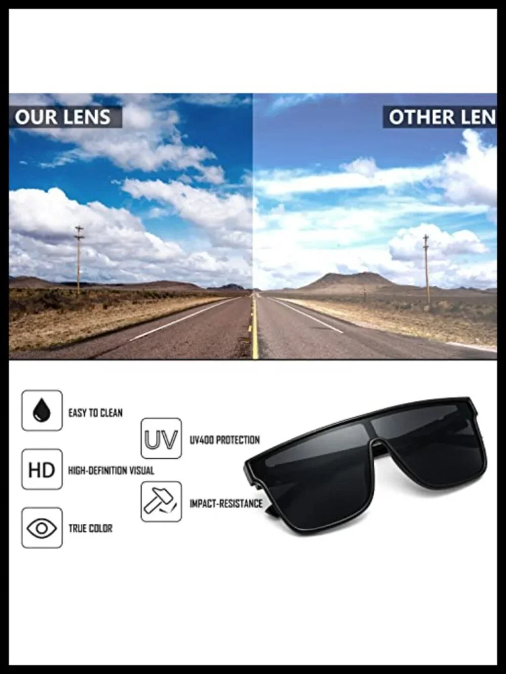 Oversized Mirrored Single Lens Sunglasses UV400 Protection